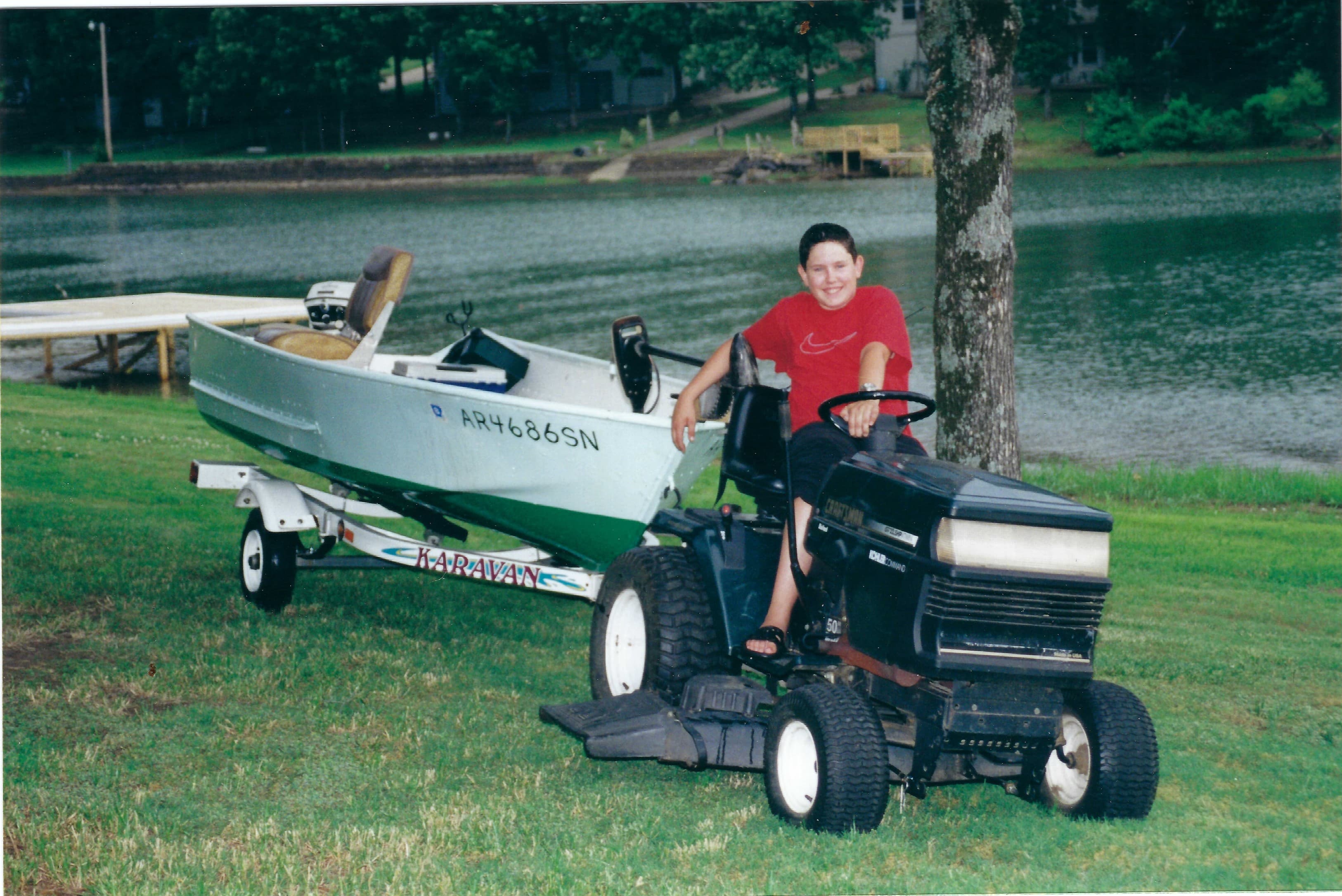 Jason pulling the boat